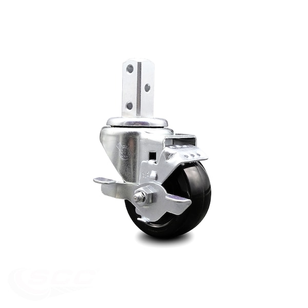 Service Caster 3.5 Inch Hard Rubber Wheel Swivel 7/8 Inch Square Stem Caster with Brake SCC SCC-SQ20S3514-HRS-TLB-78 - main